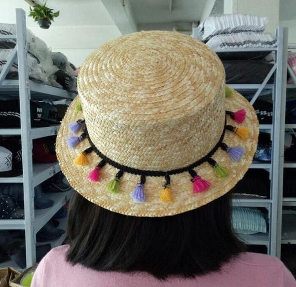 Fashion Wheat Panama Women's Straw Boater Sun Hats for Summer  -  GeraldBlack.com