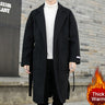 Fashion Winter Thicken Men Classic Fashion Black Caramel Belt Long Slim Fit Winter Overcoat  -  GeraldBlack.com