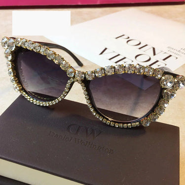 Fashion Women Cat Eye BlingBling Diamond Crystal Rhinestone Frame Womens Sun Glasses  -  GeraldBlack.com