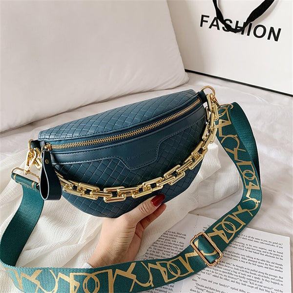 Fashion Women Chain bags with Wide Strap Luxury Designer Waist Packs Fanny Pack  -  GeraldBlack.com