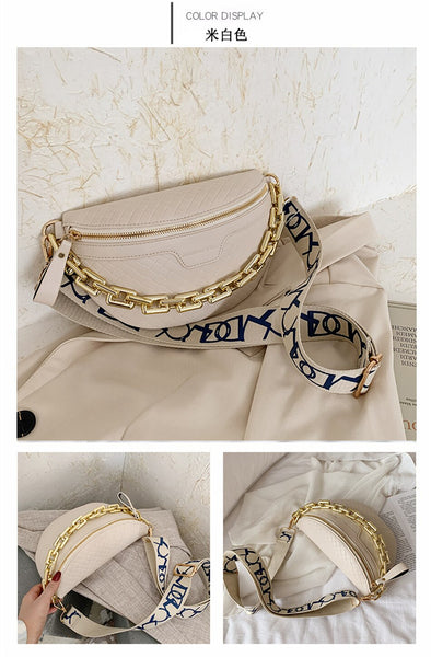 Fashion Women Chain bags with Wide Strap Luxury Designer Waist Packs Fanny Pack  -  GeraldBlack.com