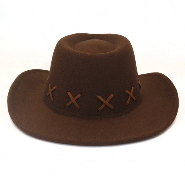 Fashion Women Cowgirl Handmade Roll Up Brim Western Cowboy Hat Sombrero Hombre Jazz Cap  -  GeraldBlack.com