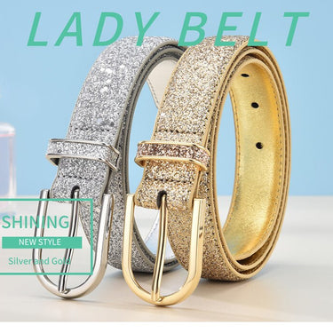 Fashion Women Glitter Gold Belt Female Silver Pu Waist Belt High Quality Cummerbund Ceinture Femme  -  GeraldBlack.com
