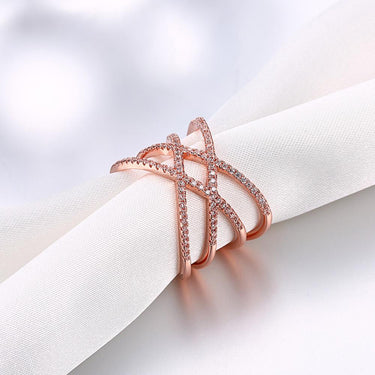 Fashion Women's Cross Shaped Multilayer Rings with Zirconia Crystal  -  GeraldBlack.com