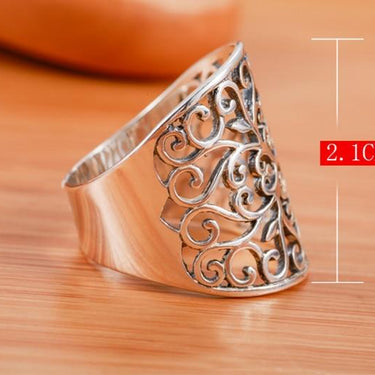 Fashion Women's Hollow Flower Designed Real 925 Solid Sterling Silver Ring - SolaceConnect.com