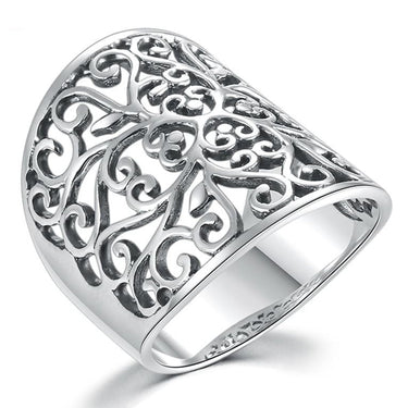 Fashion Women's Hollow Flower Designed Real 925 Solid Sterling Silver Ring  -  GeraldBlack.com