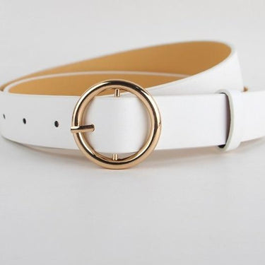 Fashion Women's Leather Strap Gold Pin Buckles Side Deduction Belts - SolaceConnect.com