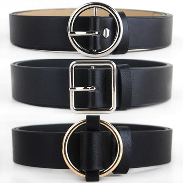 Fashion Women's Leather Strap Gold Pin Buckles Side Deduction Belts  -  GeraldBlack.com