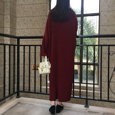Fashion Women's Long Mid-calf Open Stitch Long Sleeve Sweater Dresses - SolaceConnect.com