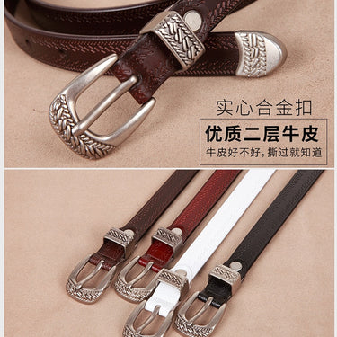 Fashion Women's Pin Buckle Temperament Belt Casual Leather Fine Vintage Pants for Women with Jeans  -  GeraldBlack.com