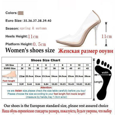 Fashion Women's PVC Transparent Concise Pointed Toe Thin High Pumps Heels - SolaceConnect.com