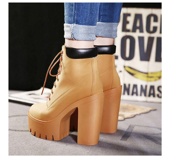 Fashion Women's Size 10 Platform Ankle Boots with Lace-Up and Thick Heel Platform on Clearance  -  GeraldBlack.com