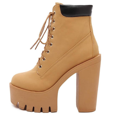 Fashion Women's Size 10 Platform Ankle Boots with Lace-Up and Thick Heel Platform on Clearance  -  GeraldBlack.com