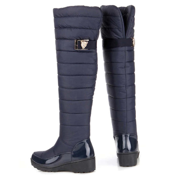Fashion Women's Warm Winter Knee High Boots with Round Toe Down Fur  -  GeraldBlack.com