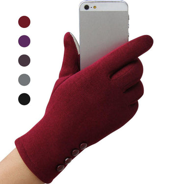 Fashion Women's Winter Solid Cotton Outdoor Warm Full Finger Gloves - SolaceConnect.com