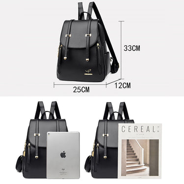 Fashion Women Soft Leather Backpacks School Book Bags Large Capacity Shopping Travel Knapsack Casual  -  GeraldBlack.com