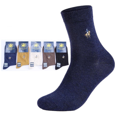 Fashionable 5 Pairs lot Mix Color Embroidery Cotton Socks for Men  -  GeraldBlack.com