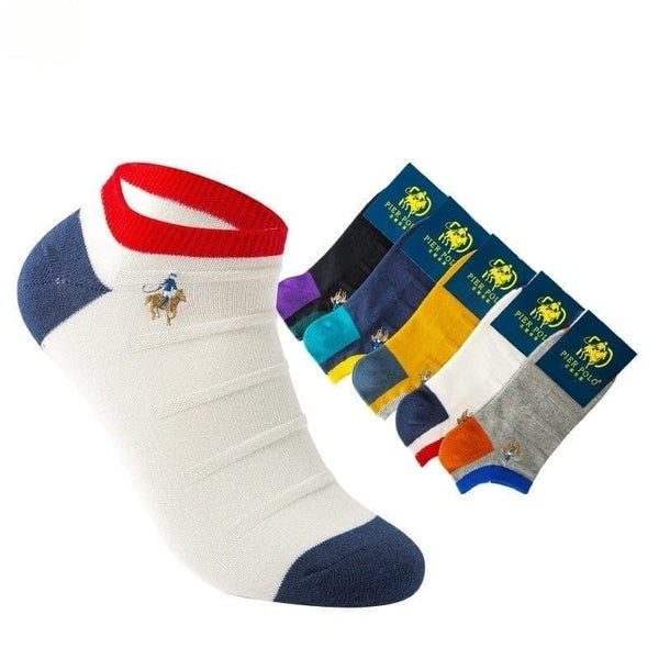 Fashionable Double Needle Embroidered Cotton Boat Socks for Men  -  GeraldBlack.com
