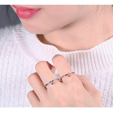 Fashionable Jewelry Women's Gold Crystal CZ Small Heart Pendant Ring - SolaceConnect.com