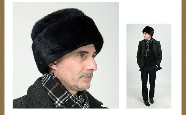 Faux Fur Cap Warm Thicken Men's Retro Style Aviator Winter Bomber Hats  -  GeraldBlack.com