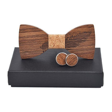 Feather Carved Butterfly Shape Wooden Bowknots for Men Wedding Suits - SolaceConnect.com