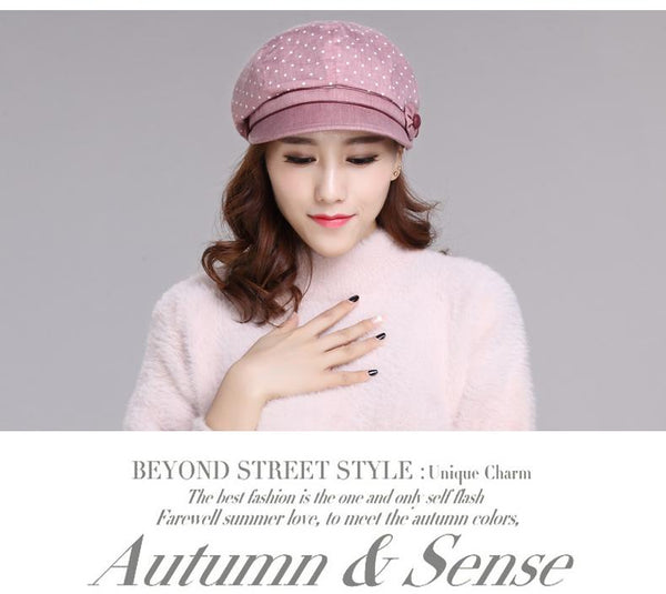 Female Fashion Autumn Spring Arrival Korean Elegant Student Beret Cap - SolaceConnect.com