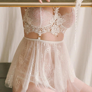 Female Sexy Floating Flower Eyelash Lace Water Soluble Winter Lingerie - SolaceConnect.com