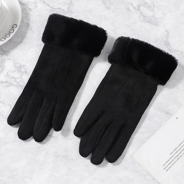 Female Suede Furry Warm Full Finger Winter Outdoor Touch Screen Gloves - SolaceConnect.com
