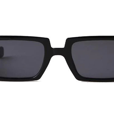 Female Trendy Black Rectangle Thick Frame Fashion Sunglasses - SolaceConnect.com