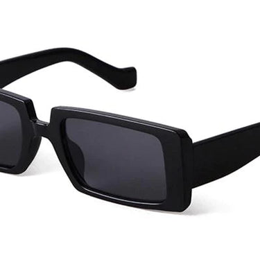 Female Trendy Black Rectangle Thick Frame Fashion Sunglasses - SolaceConnect.com