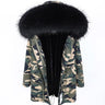 D13-7 Fashion Natural Real Fox fur collar black Jacket women's parka with fur Winter warm Coat Big Fur Outerwear - SolaceConnect.com