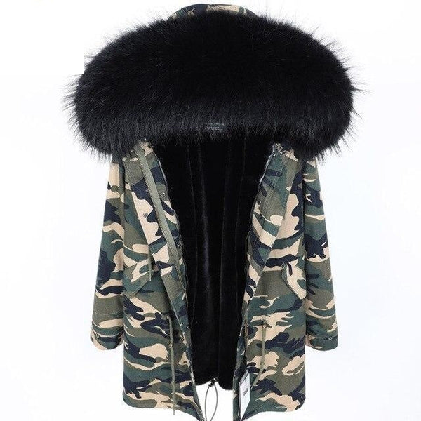 Female Winter Warm Zipper Big Fox Fur Collar Hooded Slim Coats & Jackets  -  GeraldBlack.com