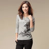 Femme Cotton Graphic Printed T-Shirt Tees Tops with Button for Women  -  GeraldBlack.com