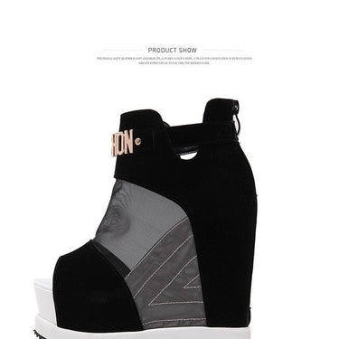 Fish Mouth Style Flock Hollow High Slope Sexy Ankle Boots for Women - SolaceConnect.com