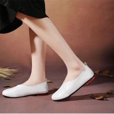 Flexible Genuine Leather Hand-Sewn Loafers Flat Casual Shoes for Woman  -  GeraldBlack.com