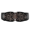 Floral Buckle Vintage Wide Stretch Faux Leather Belts for Women  -  GeraldBlack.com