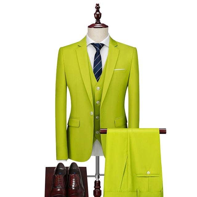 Fluorescent Green Casual One Button Slim Fit Wedding Three Piece Suit for Men  -  GeraldBlack.com