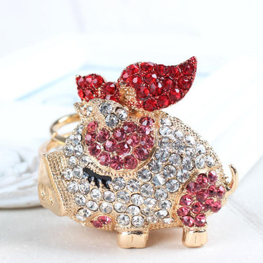 Flying Red Wing Butterfly Pig Crystal Purse Pendant & Jewelry Key Chain  -  GeraldBlack.com