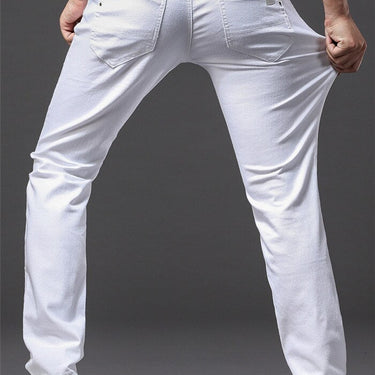 For four seasons comfortable white denim men jeans Fashion Casual Classic Style Slim Trousers Advanced Stretch Pants  -  GeraldBlack.com