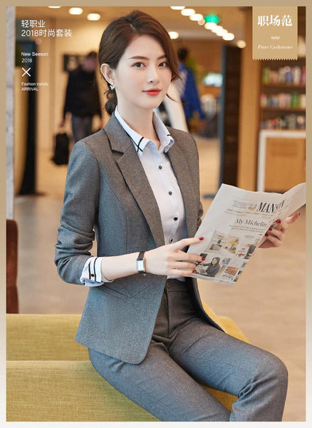 Formal Office Wear Pant Suits with Slim Fit Slim For Plus Size Women - SolaceConnect.com
