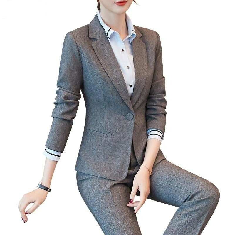 Formal Office Wear Pant Suits with Slim Fit Slim For Plus Size Women  -  GeraldBlack.com