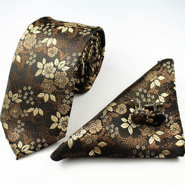 Formal Silk Jacquard Floral Gravata Necktie Hanky Cufflinks Set for Men  -  GeraldBlack.com