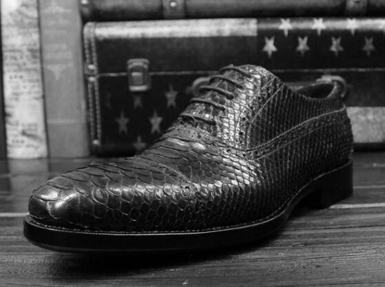 Formal Snakeskin Texture Square Toe Genuine Italian Leather Oxfords for Men  -  GeraldBlack.com