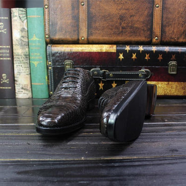 Formal Snakeskin Texture Square Toe Genuine Italian Leather Oxfords for Men  -  GeraldBlack.com