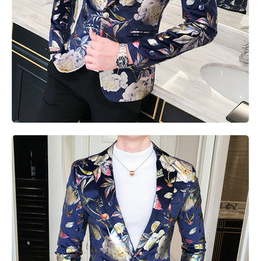 Four Seasons Casual Fashion Printed Slim Handsome Blazer for Men  -  GeraldBlack.com