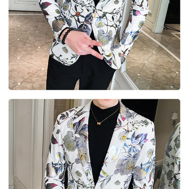 Four Seasons Casual Fashion Printed Slim Handsome Blazer for Men  -  GeraldBlack.com