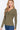 French Olive Color Long Sleeve V-neck Front Knotted Sweater - SolaceConnect.com