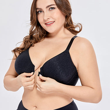 Front Closure Underwire Lightly Lined Jacquard Shaping Bra for Women  -  GeraldBlack.com