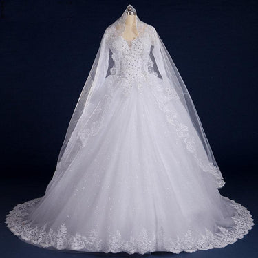 2019 Full Sleeved Luxury Vintage Lace Wedding Dress Bridal Ball Gown - SolaceConnect.com