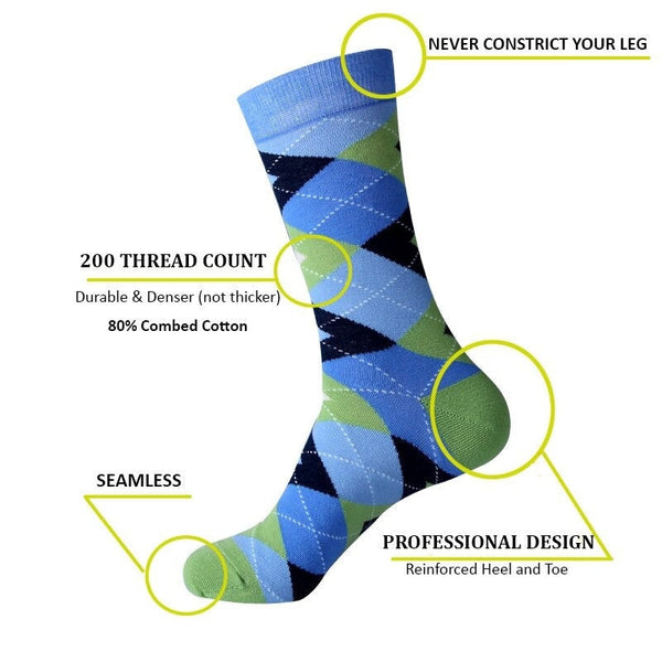 Fun Colorful Argyle Men's Breathable Cotton Socks for Wedding Gift  -  GeraldBlack.com